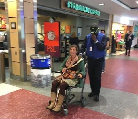 Nicole Apelian sitting in a wheelchair, smiling confidently, embodying strength and resilience while embracing her connection to natural healing and herbal remedies.